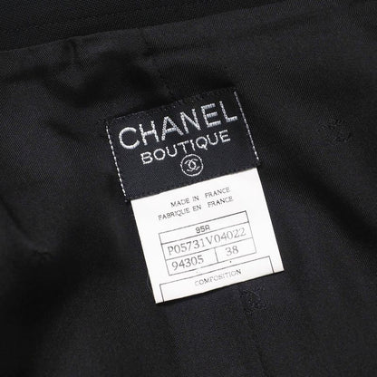 Chanel Skirt Size 38 95A Tight Skirt CC Logo Coco Mark Button Wool Black Made