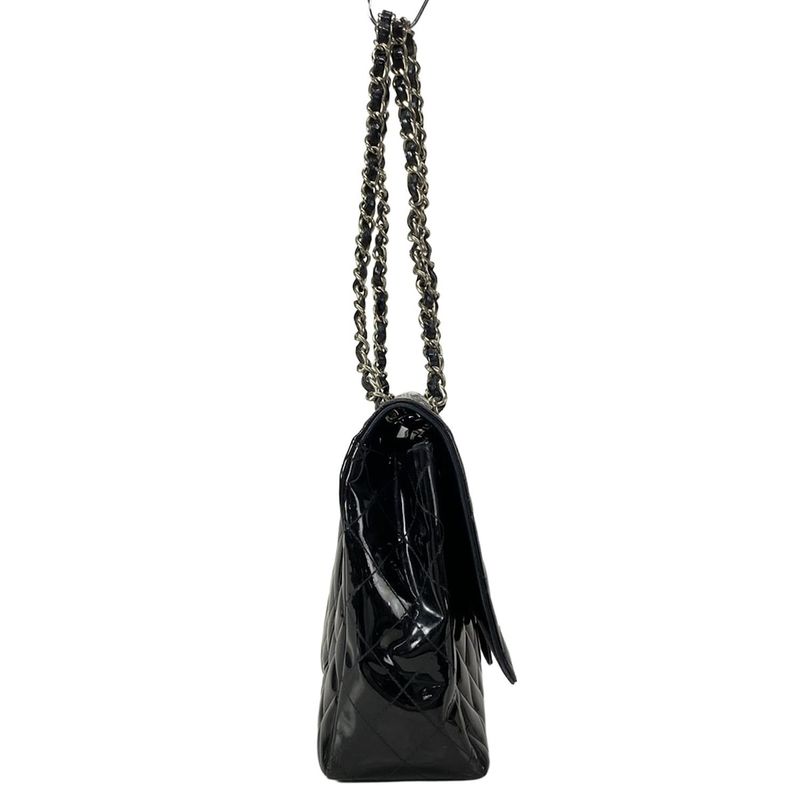 Chanel Shoulder Bag Deca Matelasse Black Coco Mark / Chain Shoulder / Silver