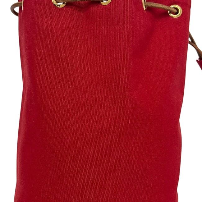 Hermes Drawstring Backpack Porochon Mimir PM Red Cotton Preowned