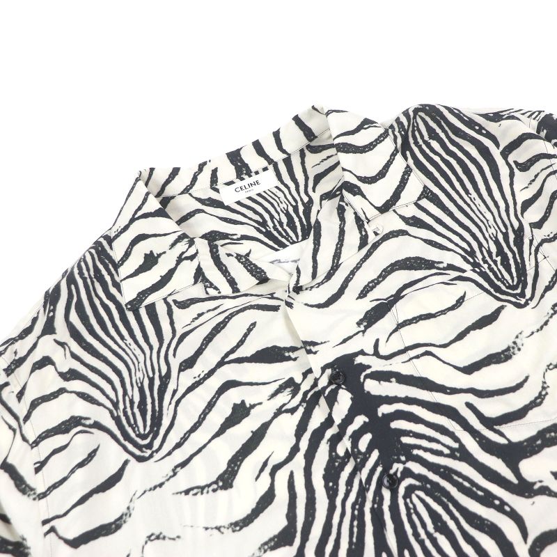 Celine 22SS 2c517346q Zebra Print Open Collar Loose Fit Short Sleeve Hawaiian