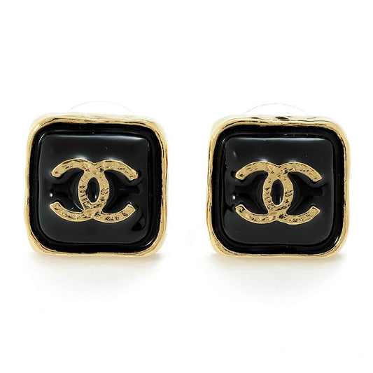 Chanel Earrings Square Earrings Gold/black