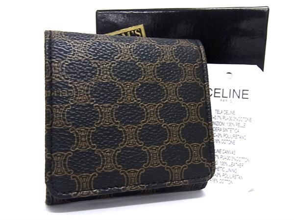 Pattern Celine Macadam Pattern PVC Coin Case Coin Purse Men's Ladies Brown