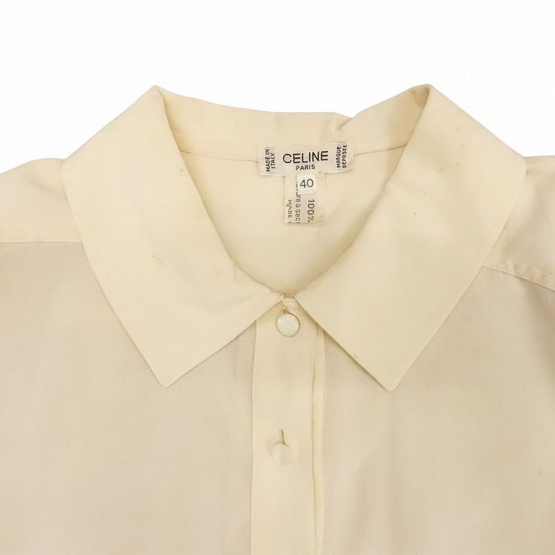 Old Celine Made in Italy 100% Silk Shirt Blouse Long Sleeve Pullover Top 40 M
