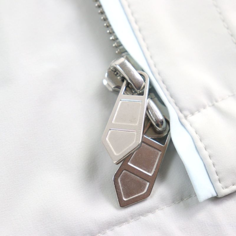 Hermes 24SS Bicolor Hooded Double Zip Nylon Jacket Blouson Light Gray Light