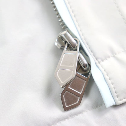 Hermes 24SS Bicolor Hooded Double Zip Nylon Jacket Blouson Light Gray Light