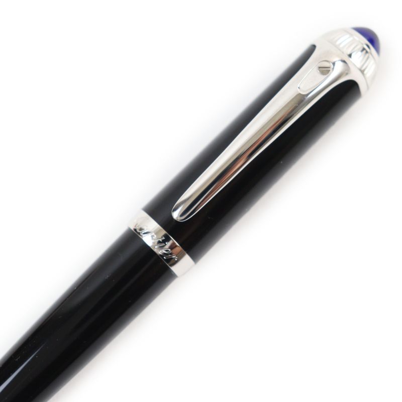 Cartier Roadster Twist Ballpoint Pen With Blue Gemstone Black Silver With Box
