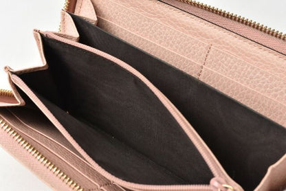 Gucci Wallet Gucci Long Wallet Petit Marmont Leather Pink Beige Round Zipper