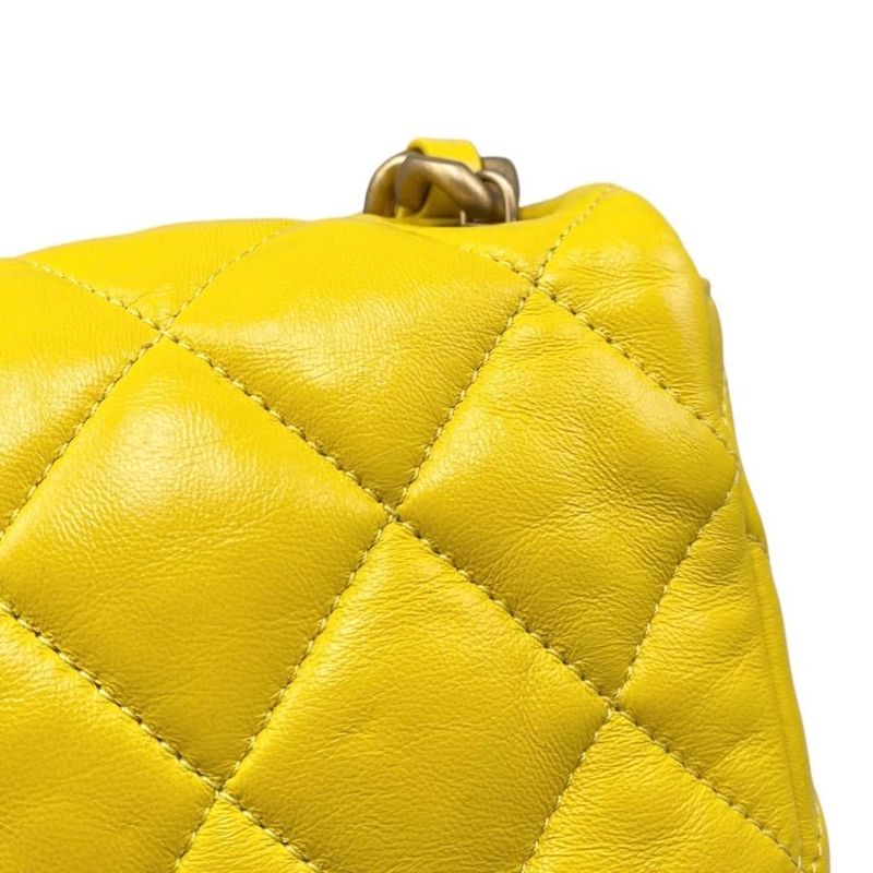 Chanel Shoulder Bag Mini Flap Bag As3205 Matelasse Lambskin Coco Mark Yellow