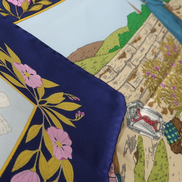 Hermes Carre 90 Costumes DES Departements Department Costume Navy Scarf Silk