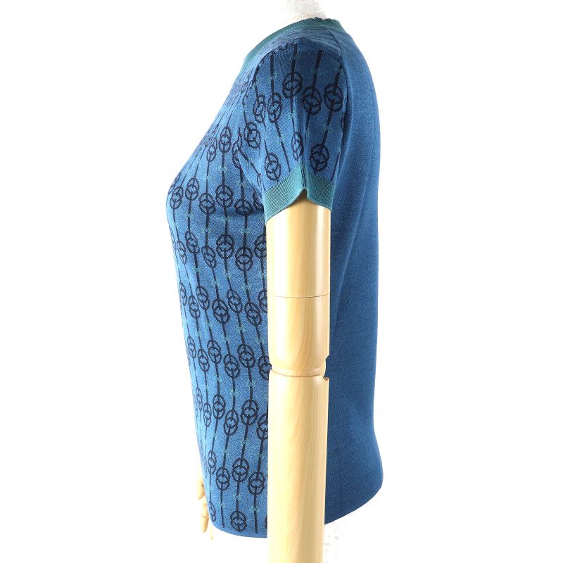 Hermes 22SS 2e2601d4 Silk Chaine D'ancre Clicetis Pattern Crew Neck Short