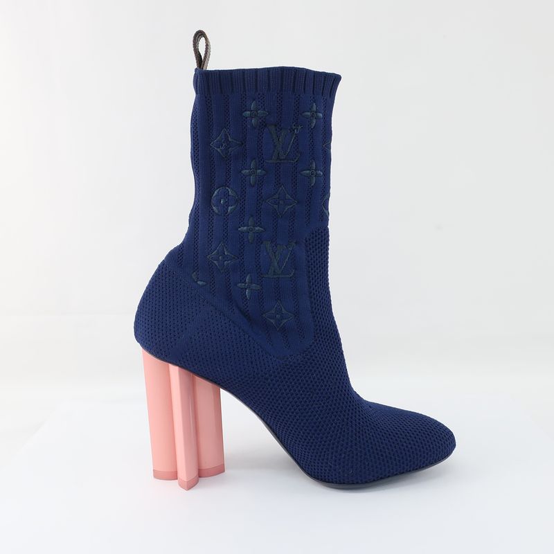 Louis Vuitton Knit Boots Ankle Boots Sock Boots Navy X Pink Notation
