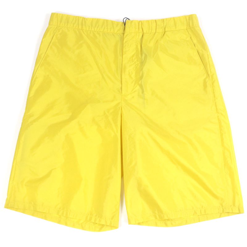 Prada 2021 Sph153 Re-nylon Triangle Logo Triangle Plate Shorts Yellow S Made In