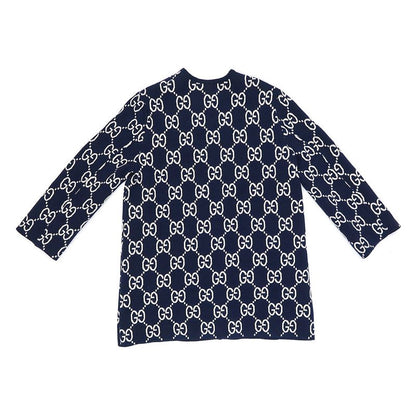 Gucci GG Jacquard Reversible Casual Digan S Navy- 773902 Gold Button
