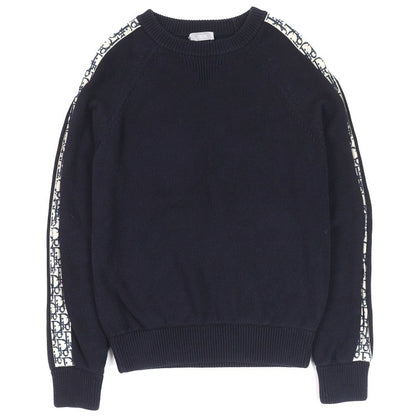 DIOR Christian DIOR Homme 113m638at187 Cotton Silk Oblique Sleeve Pullover Knit Sweater Navy