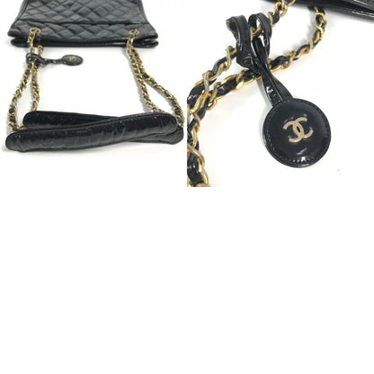 Chanel Shoulder Bag Quilted Matelasse Enamel Black