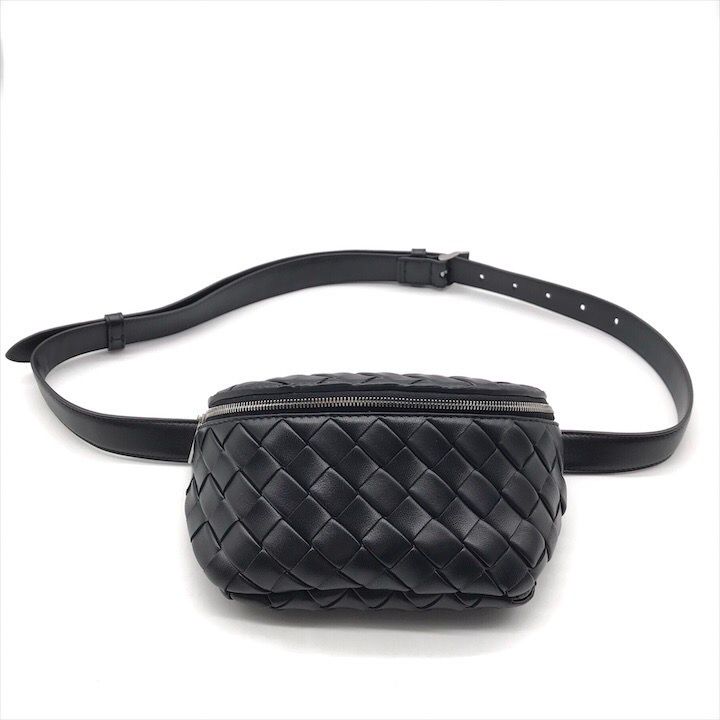 Bottega Veneta Belt Bag Waist Pouch Bag With Key Ring Black