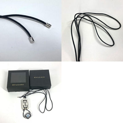 Bvlgari Bulgari Necklace Parentesi Logo Leather White