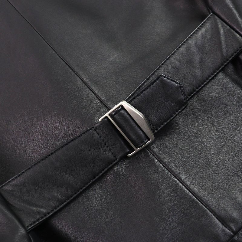 Hermes 18AW H843030ha0250 Lambskin Leather Gilet Vest Black 50 Hanger Made In