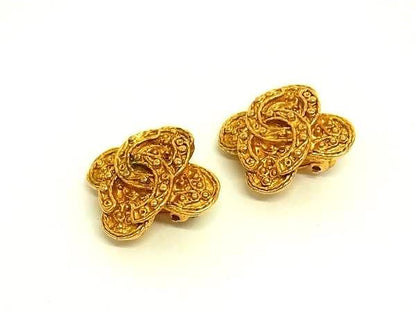 Chanel Coco Mark 94A Clip-on Earrings Accessories Women's Gold Fe4229