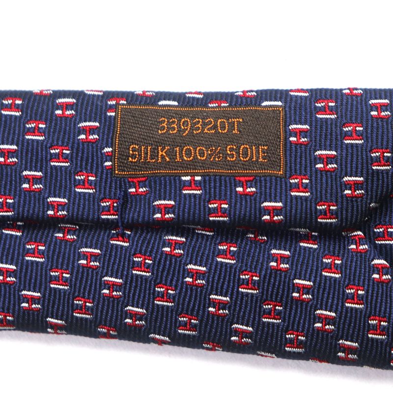  Hermes 339320t H Flamboyant Web 100% Silk Marine/rouge/blanc Spider Tie With