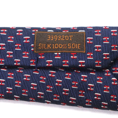  Hermes 339320t H Flamboyant Web 100% Silk Marine/rouge/blanc Spider Tie With