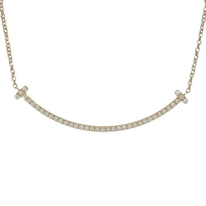 Tiffany & Co T-smile Diamond Necklace Small 18K Pink Gold 750 Pink Gold Diamond