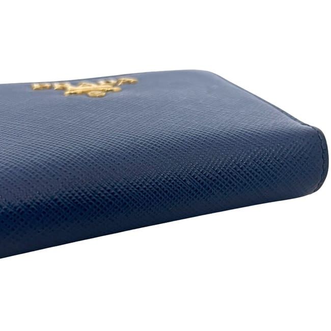 Prada Coin Case Blue Bluette Saffiano Metal