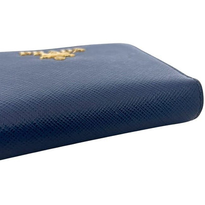 Prada Coin Case Blue Bluette Saffiano Metal