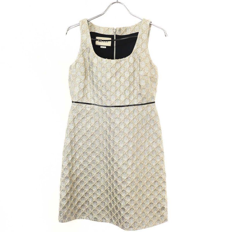 Gucci GG Lamé Sleeveless Dress 622982 Zad0i Silver 38