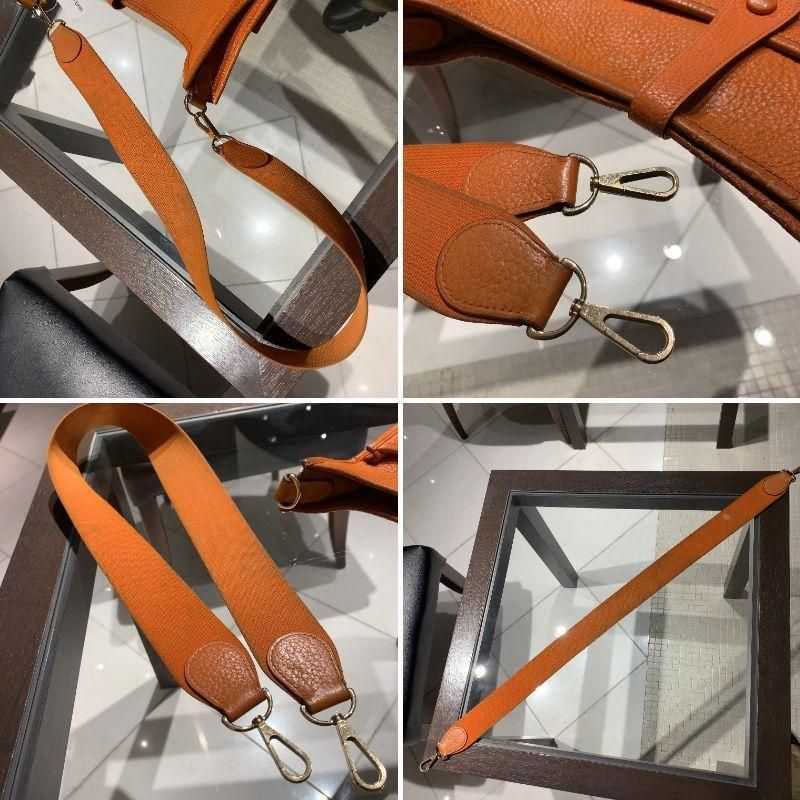 Authentic Hermes Evelyn GM Shoulder Bag Orange Brown