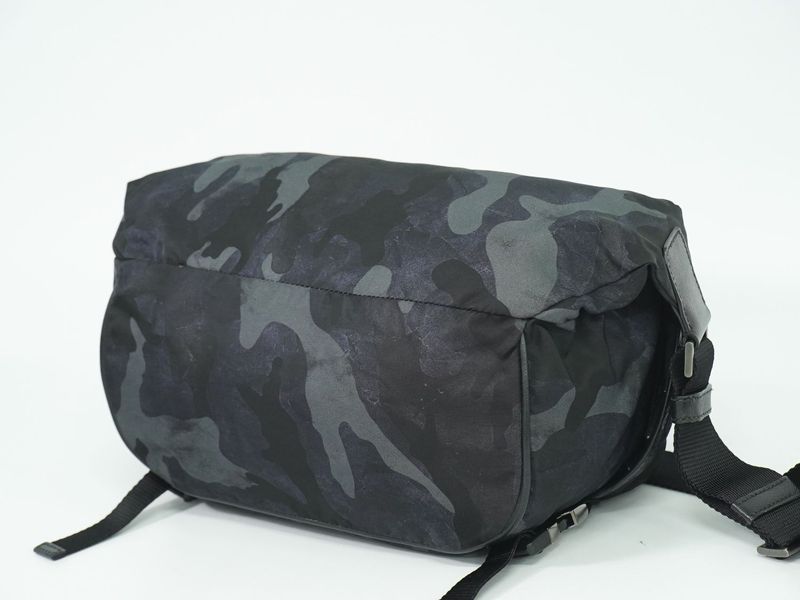 Authentic Prada Camouflage Pattern Messenger Bag Nylon Black Gray Navy Bag