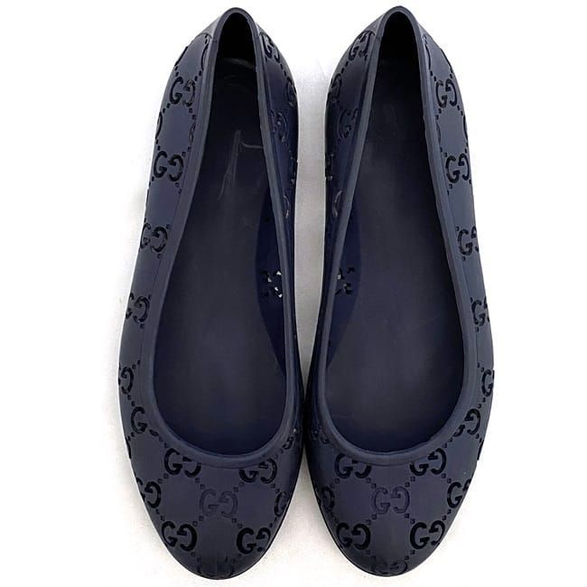 Gucci Flat Shoes Navy Cima Excellent Condition 24.0cm (9.45in) Rubber Preowned
