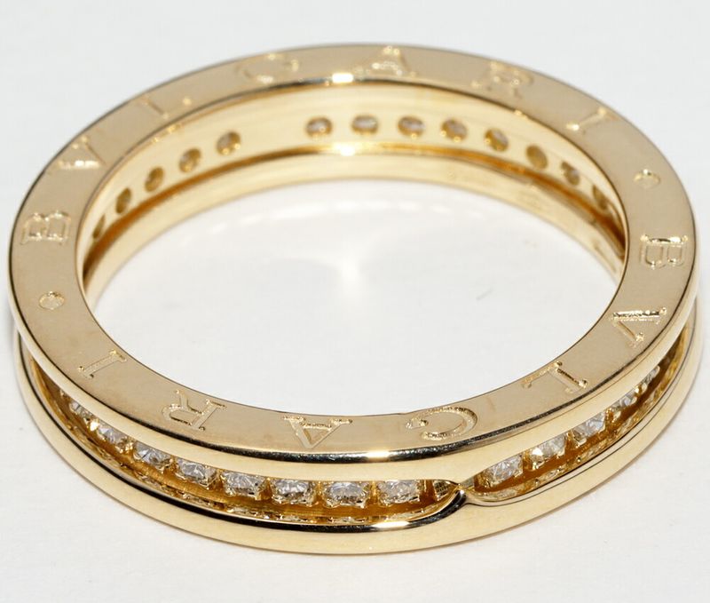 Bulgari Ring 18K Yellow Gold Diamond 054ct Bzero1 Ring XS (1 Band) Full Diamond
