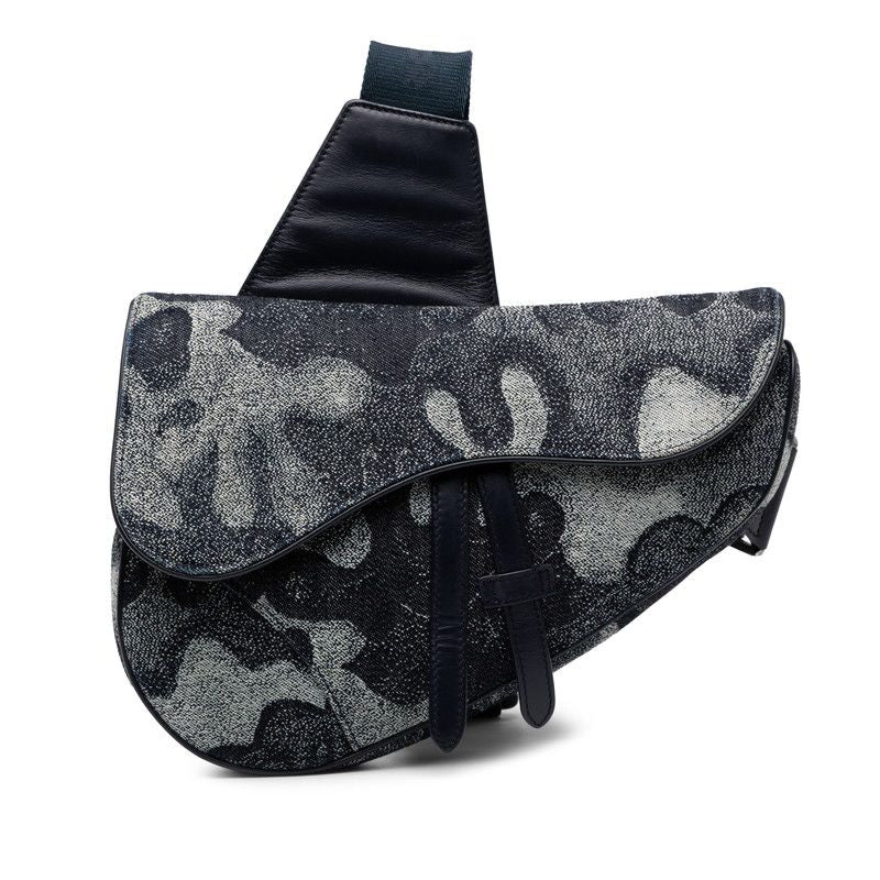 Dior X Peter Doig Saddle Navy Denim Leather Women's Dior