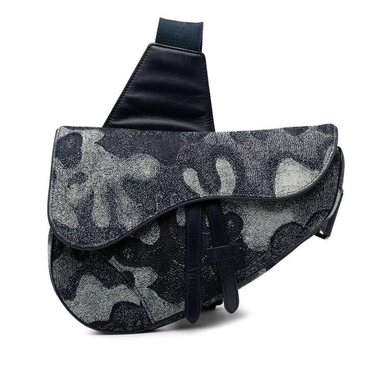 Dior X Peter Doig Saddle Navy Denim Leather Women's Dior