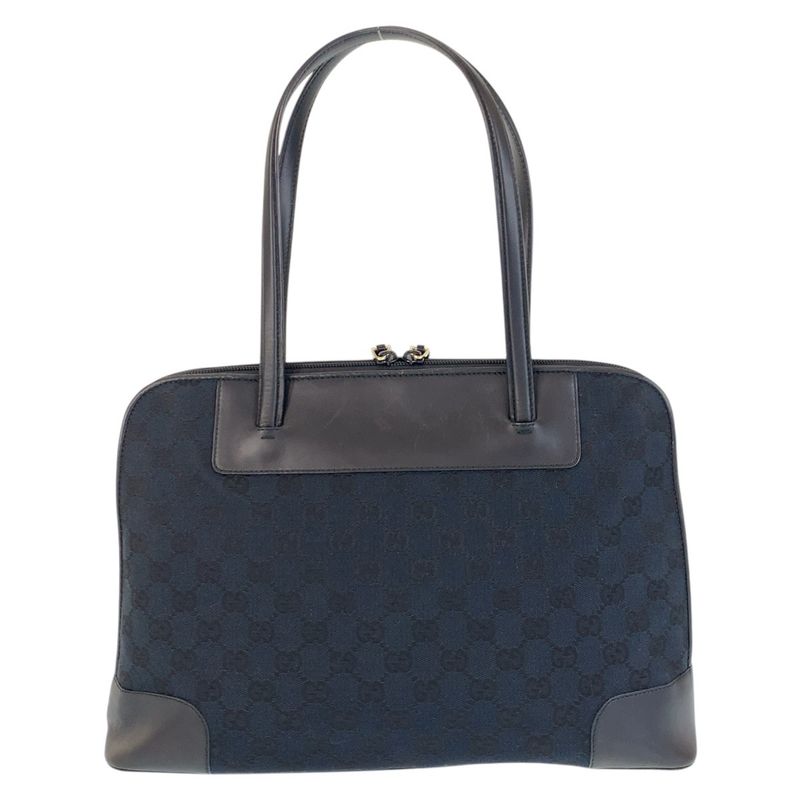 Gucci Black Gold Hardware GG Canvas/leather 002 1122 Tote Bag Shoulder Bag