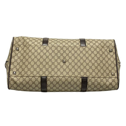 Gucci Boston Bag GG Supreme 108793 Beige X Dark Brown Leather