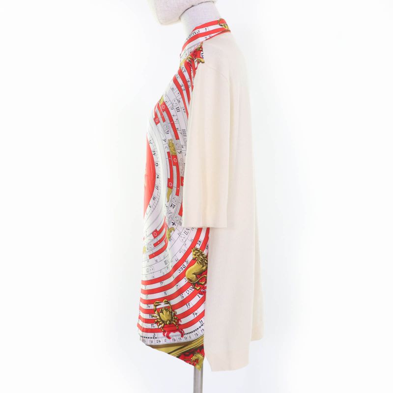 Hermes Vintage Astrology Twillene Silk Switch Cashmere Knit Short Sleeved Polo