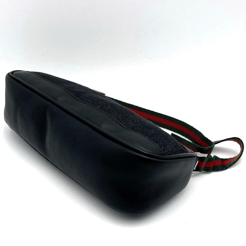 Gucci 92820 Pouch Handbag Black Canvas Sherry Line Women's Men's Fashion