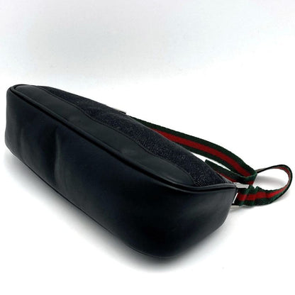 Gucci 92820 Pouch Handbag Black Canvas Sherry Line Women's Men's Fashion