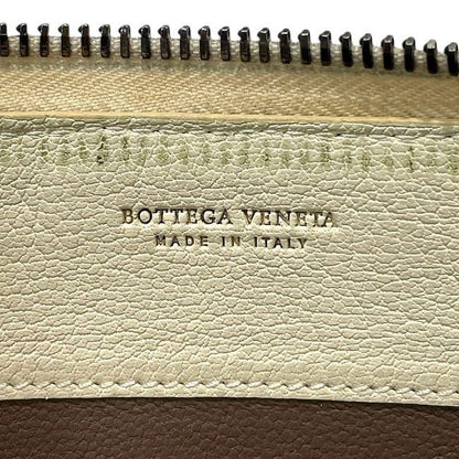 Bottega Veneta Round Zipper Long Wallet Cream Intrecciato Wallet