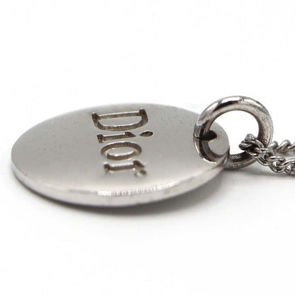 Christian DIOR Necklace Logo Necklace 4.9g Silver Color Accessories H2682