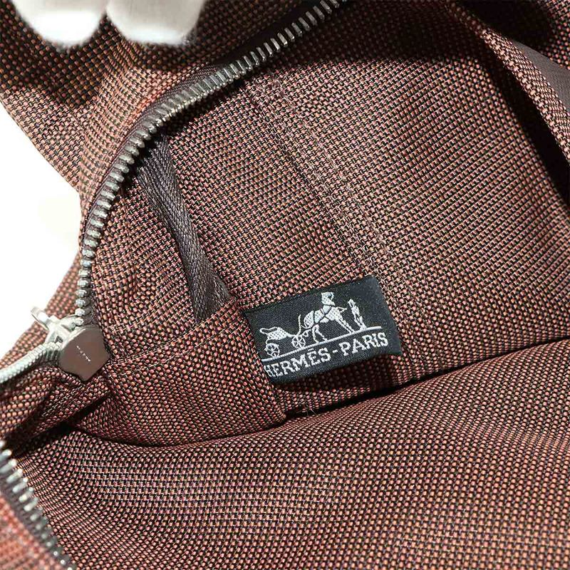 Hermes Herline MM Tote Bag Canvas Brown Silver Hardware Herline Tote MM 90297084