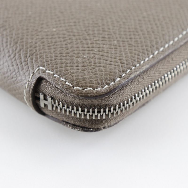 Hermes Azap Long Silk-in Vaux-epson And Silk Etoupe C Ladies Long Wallet