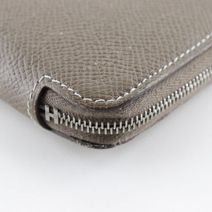 Hermes Azap Long Silk-in Vaux-epson And Silk Etoupe C Ladies Long Wallet