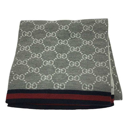 Gucci | GG Pattern Allover Wool Scarf | Red Navy Gray | Women