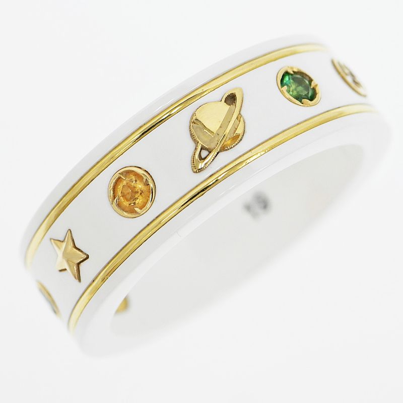 Gucci Icon Ring With Gemstone White Zirconia 750yg Gold No 18 Jewelry -