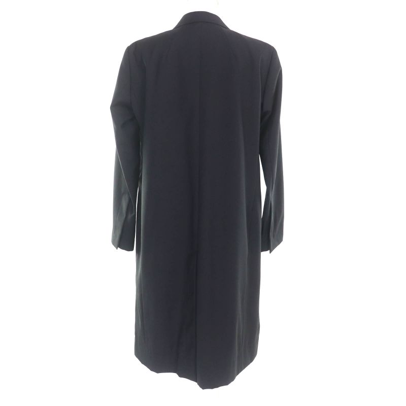 Celine 2 8T43 460A 100% Wool Front Open Crombie Coat Black 34 Made In France