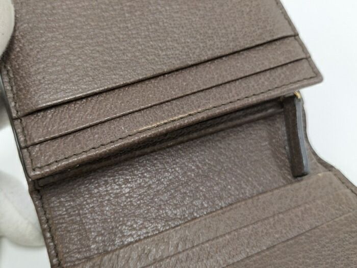 Gucci Bifold Wallet Compact Wallet Ophidia Leather PVC Brown 493075