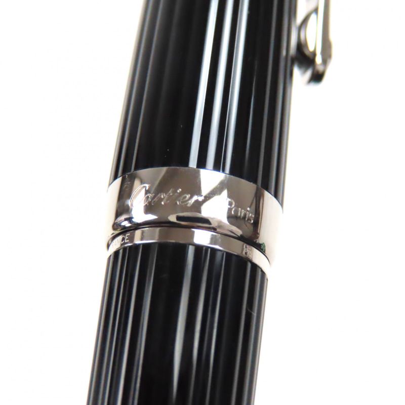 Cartier Louis Cartier Stripe Twist Ballpoint Pen Black Silver Made In France